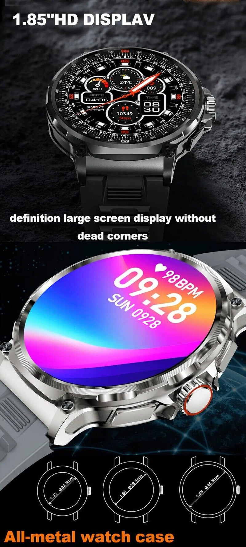 Ultra HD 1.85" Smartwatch with GPS, Bluetooth Calls & Health Monitoring - Perfect Gym Gift!