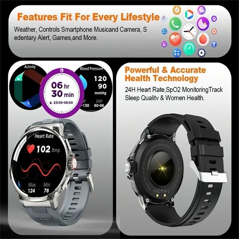 Ultra HD 1.85" Smartwatch with GPS, Bluetooth Calls & Health Monitoring - Perfect Gym Gift!