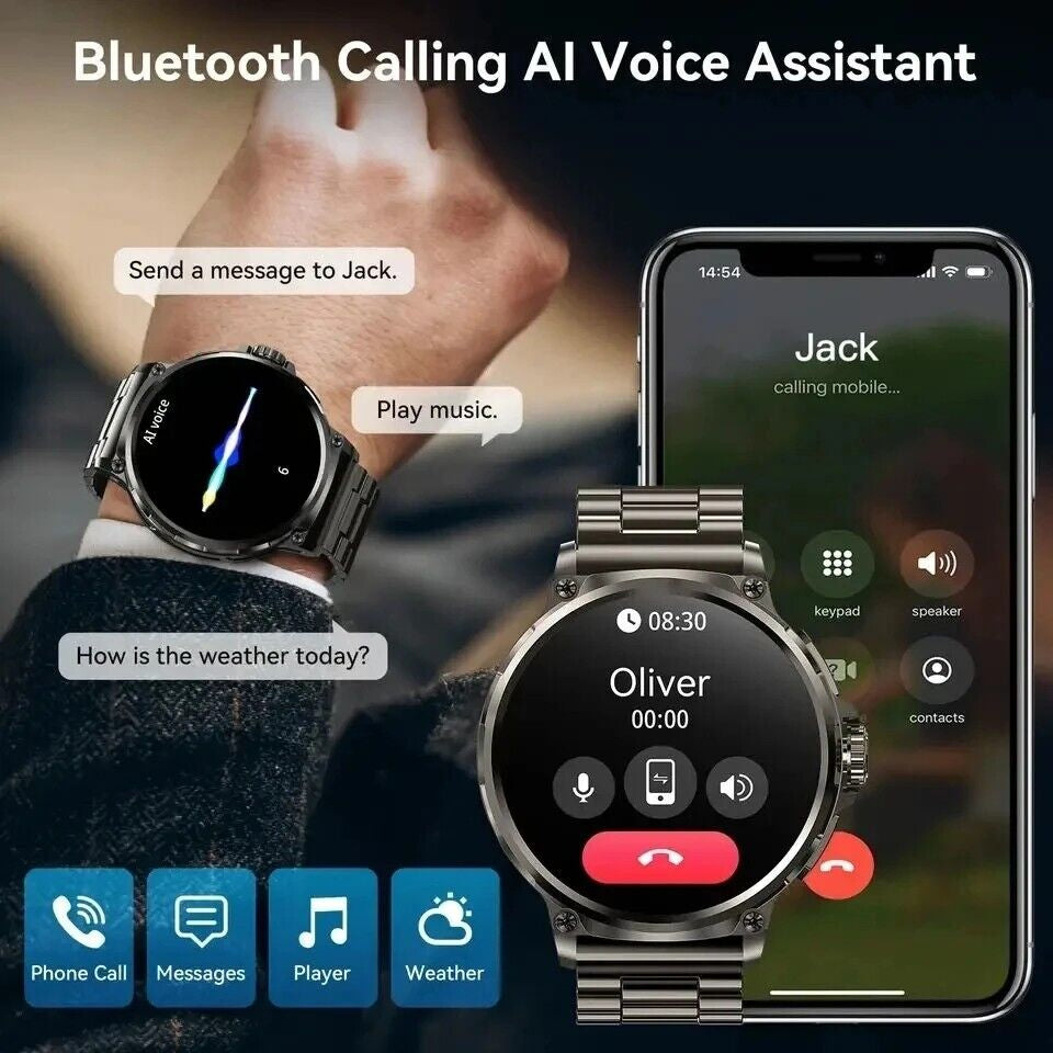 Ultra HD 1.85" Smartwatch with GPS, Bluetooth Calls & Health Monitoring - Perfect Gym Gift!