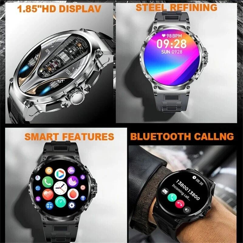 Ultra HD 1.85" Smartwatch with GPS, Bluetooth Calls & Health Monitoring - Perfect Gym Gift!