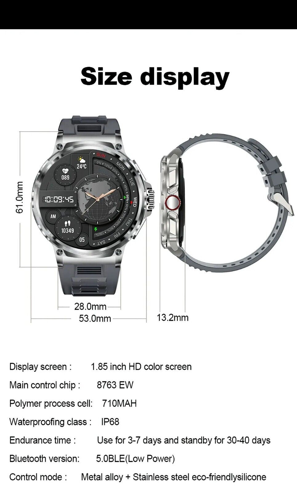 Ultra HD 1.85" Smartwatch with GPS, Bluetooth Calls & Health Monitoring - Perfect Gym Gift!