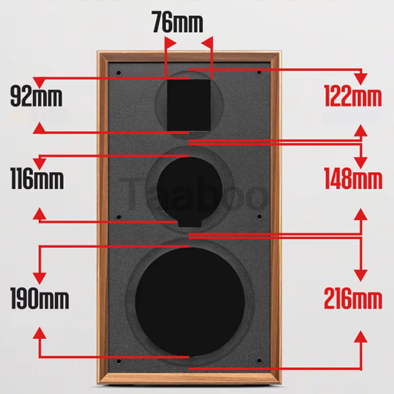 Handmade 8-Inch Three-Way Labyrinth Bookshelf Speaker Box for DIY Hi-Fi Audio - Passive Wooden Design
