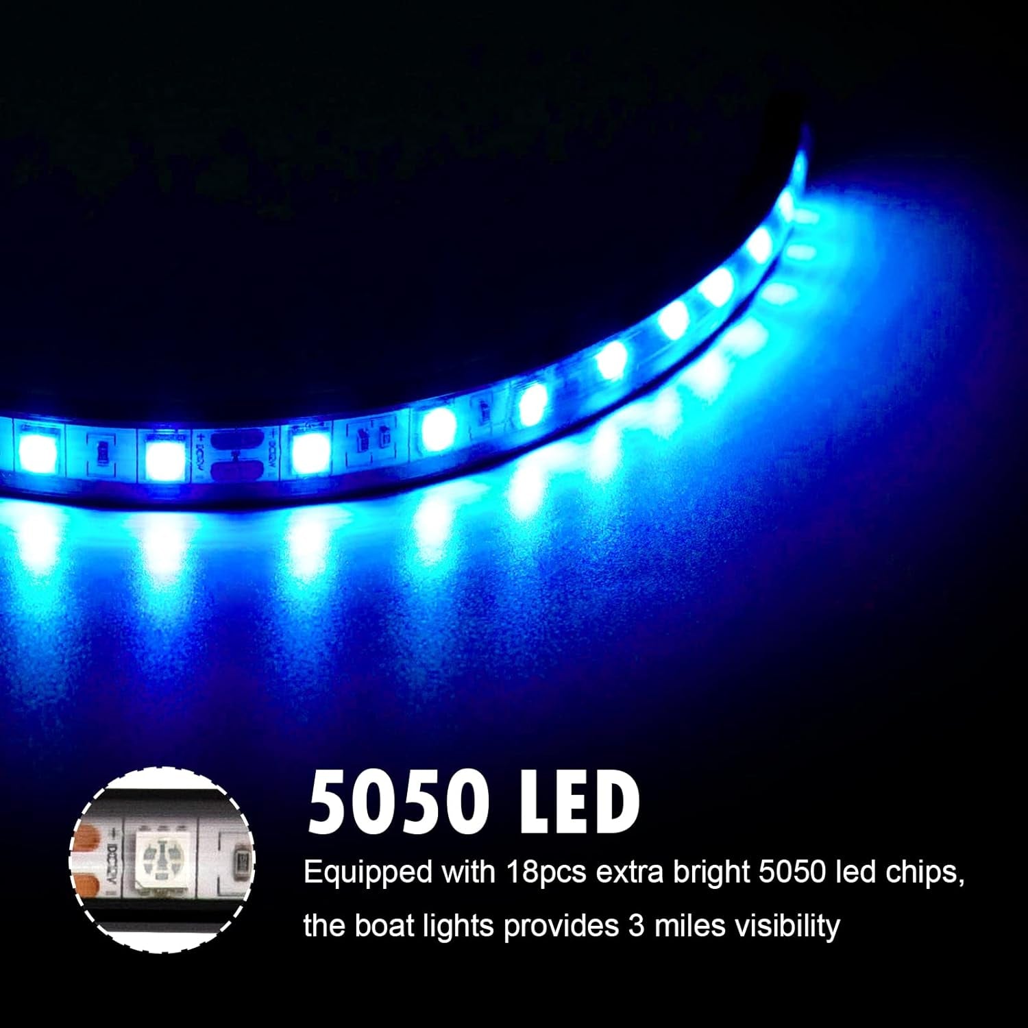 Brighten Your Night Fishing Adventures with Waterproof LED Pontoon Boat Lights - Perfect for Yachts, Bass Boats, and Jet Skis (Blue, 3.5W)