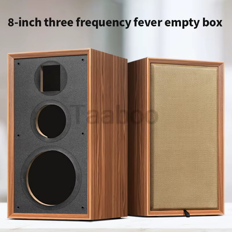 Handmade 8-Inch Three-Way Labyrinth Bookshelf Speaker Box for DIY Hi-Fi Audio - Passive Wooden Design