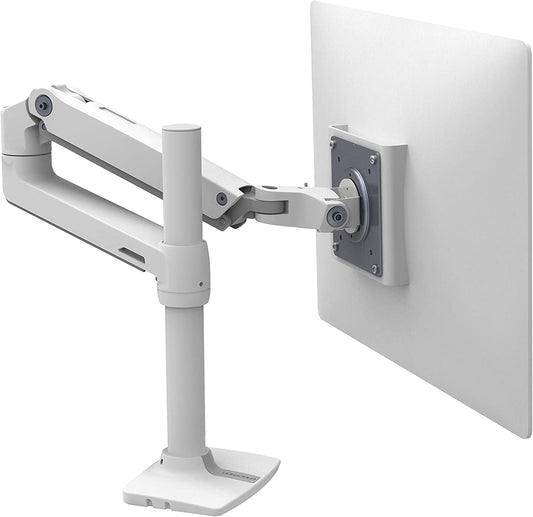 LX Monitor Arm - Premium Single Desk Mount for Flat & Curved Ultrawide Monitors Up to 34 Inches - Sturdy & Adjustable, VESA Compatible, Stylish White Finish