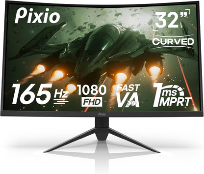Elevate Your Gaming Experience: PXC325 32" Curved 165Hz FHD 1080P Monitor with Ultra-Fast 1ms Response Time and Adaptive Sync