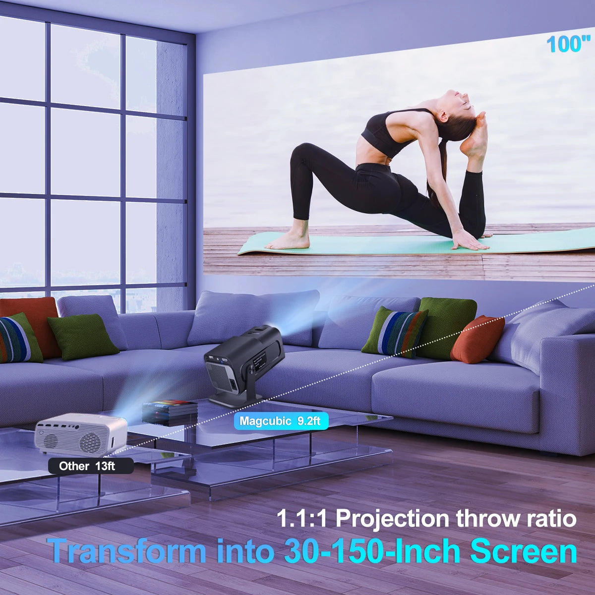 HY320 Android 11 4K HD Projector - Portable Wifi 6, 390 ANSI Lumens, Bluetooth 5.0, 1080P Outdoor Entertainment - Upgraded Version of HY300